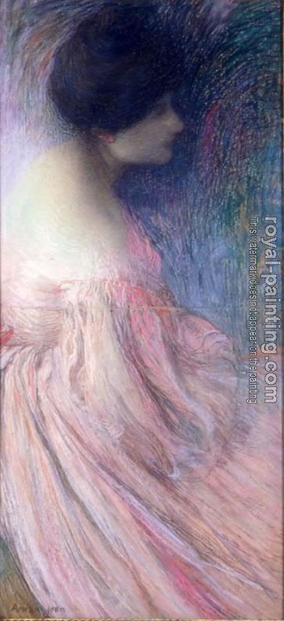 Edmond Francois Aman-Jean : Femme en robe rose (Woman in a pink dress)
